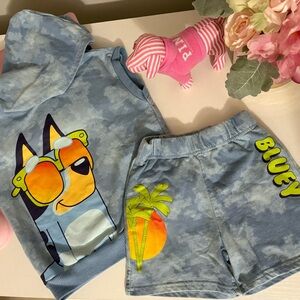 Bluey Kids Matching Shorts Set - Blue